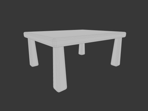 かわいい様式化された正方形のテーブル ミニマリスト 3D 家具 ローポリ 3Dモデル