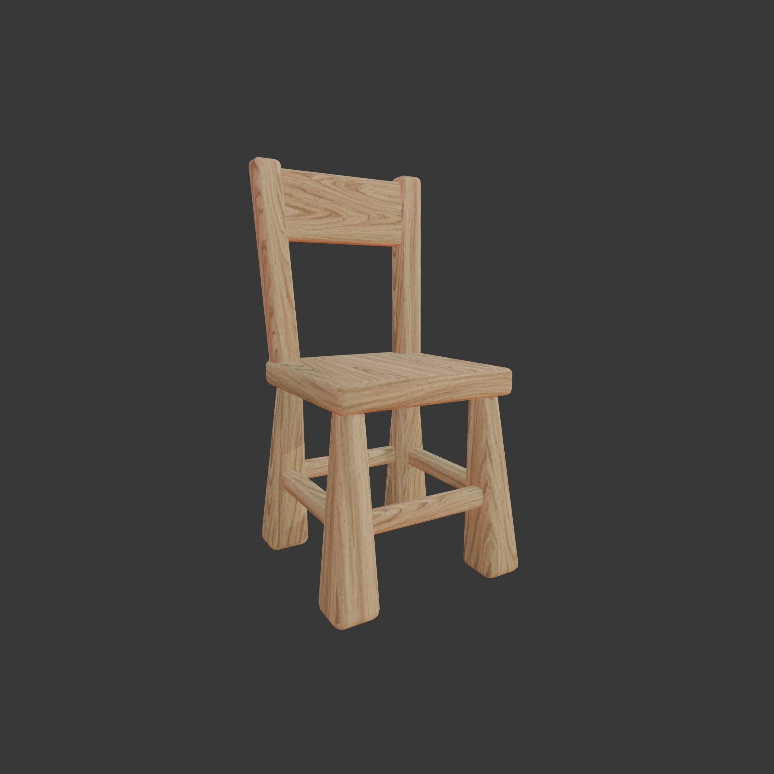 Cute Wooden Chair 3D Model .c4d .max .obj .3ds .fbx .stl .blend 