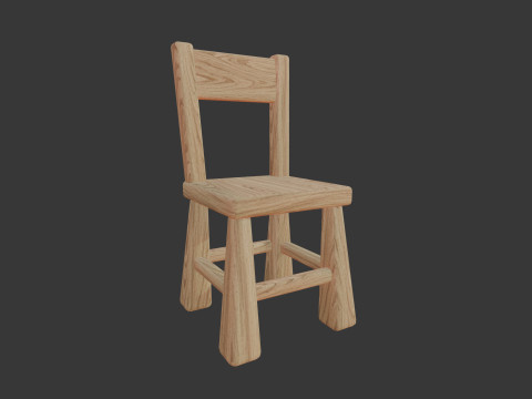 Cute Wooden Chair 3D Model