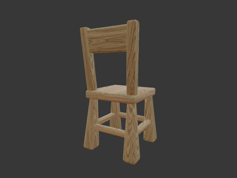 Cute Wooden Chair 3D Model