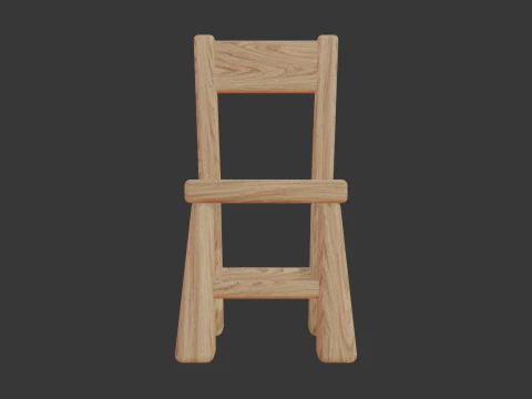 Cute Wooden Chair 3D Model