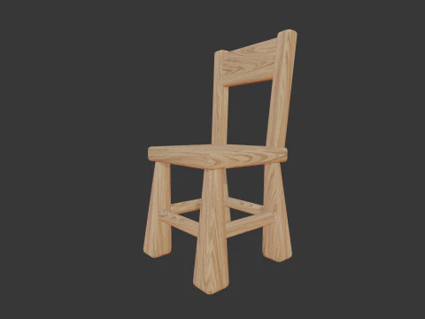 Cute Wooden Chair 3D Model
