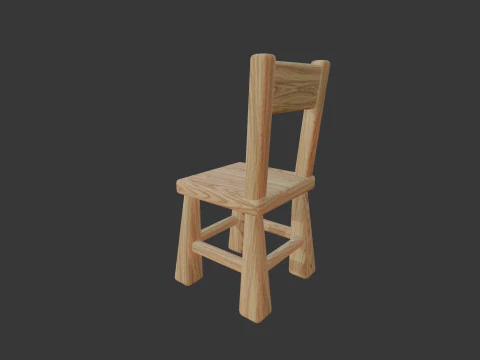 Cute Wooden Chair 3D Model