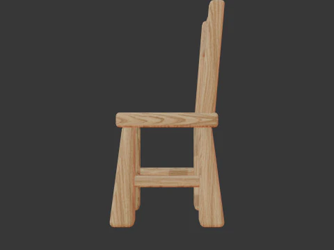 Cute Wooden Chair 3D Model
