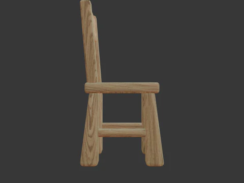 Cute Wooden Chair 3D Model