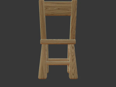 Cute Wooden Chair 3D Model