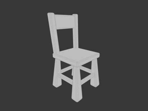 Cute Wooden Chair 3D Model