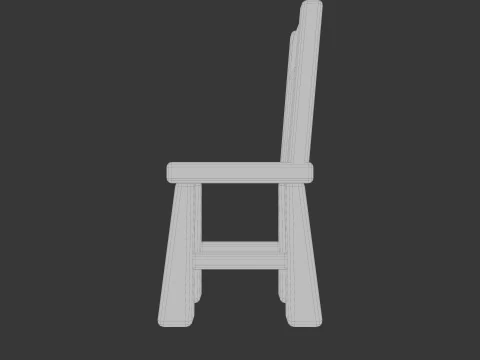 Cute Wooden Chair 3D Model