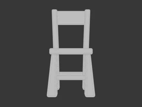 Cute Wooden Chair 3D Model