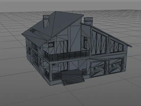 Modernes zweist&ouml;ckiges Wohnhaus, Au&szlig;en- und Innenarchitekturmodell mit Garagenbalkon 3D Modell