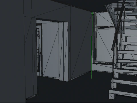 Modernes zweist&ouml;ckiges Wohnhaus, Au&szlig;en- und Innenarchitekturmodell mit Garagenbalkon 3D Modell