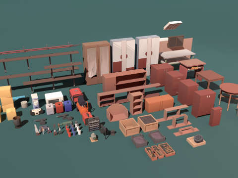 Pakket met low-poly garagerekwisieten 3D Model