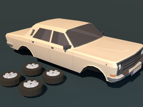 Gaz 24-10 Volga estilizado low-poly Modelo 3D
