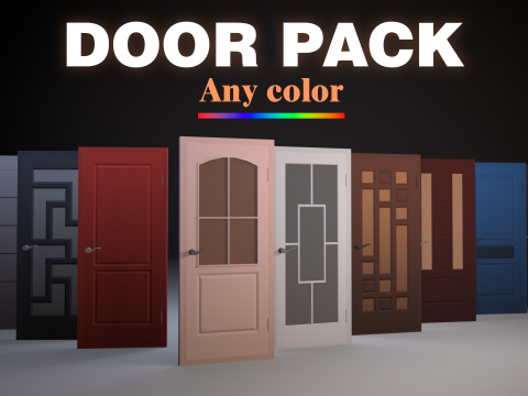 Door Pack: personalizzazione del colore low poly Modello 3D