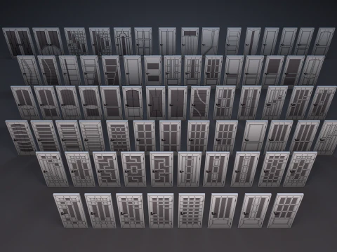 Door Pack - color customization low poly 3D Model