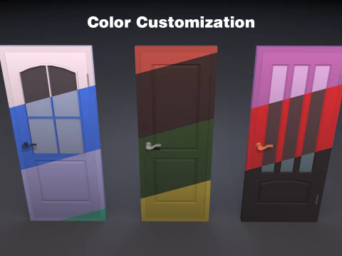 Door Pack - color customization low poly 3D Model