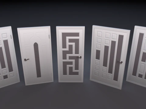 Door Pack - color customization low poly 3D Model