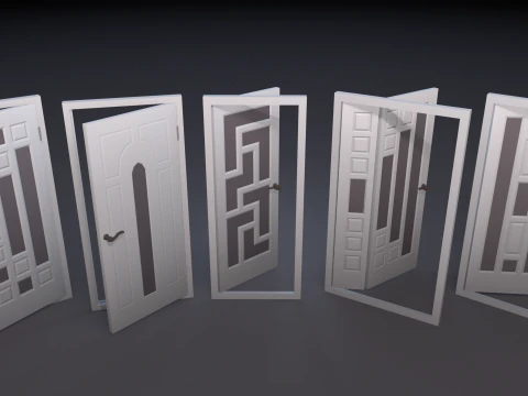 Door Pack - color customization low poly 3D Model