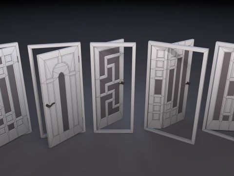 Door Pack - color customization low poly 3D Model