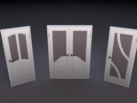 Door Pack - color customization low poly 3D Model