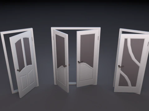 Door Pack - color customization low poly 3D Model