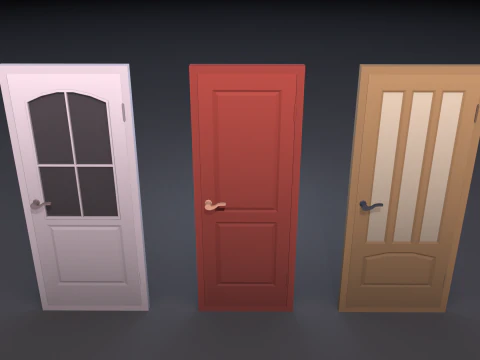 Door Pack - color customization low poly 3D Model