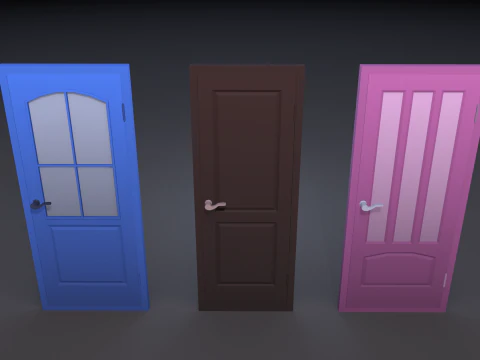 Door Pack - color customization low poly 3D Model