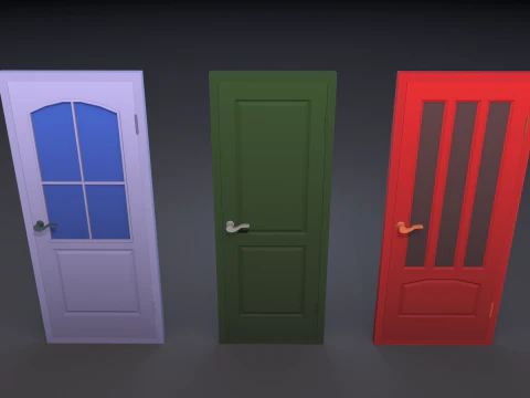 Door Pack - color customization low poly 3D Model