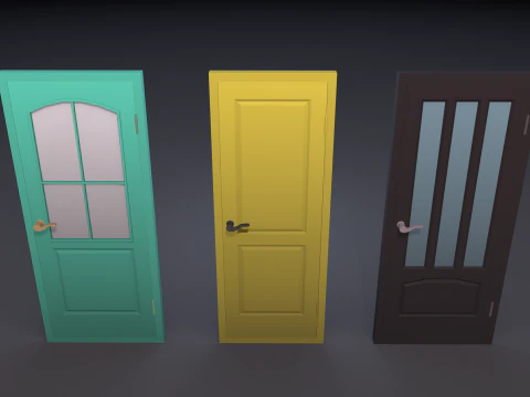 Door Pack - color customization low poly 3D Model