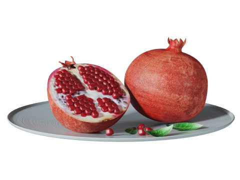 皿の上のザクロ 3Dモデル