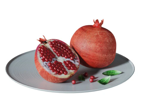 Pomegranate on a plate 3D Model