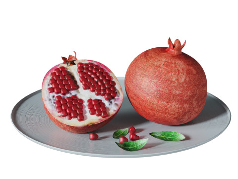 皿の上のザクロ 3Dモデル