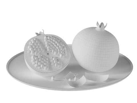 皿の上のザクロ 3Dモデル