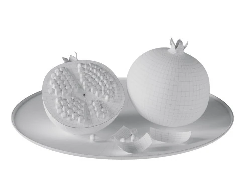 Pomegranate on a plate 3D Model