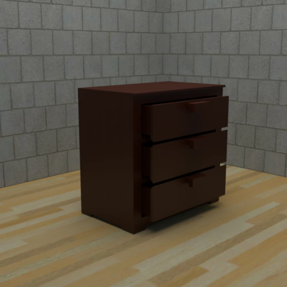 3-Tier Drawer Cabinet 3D Model .c4d .max .obj .3ds .fbx .stl .blend 