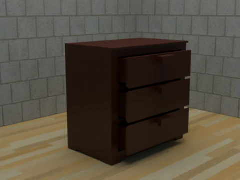 3-Tier Drawer Cabinet 3D Model