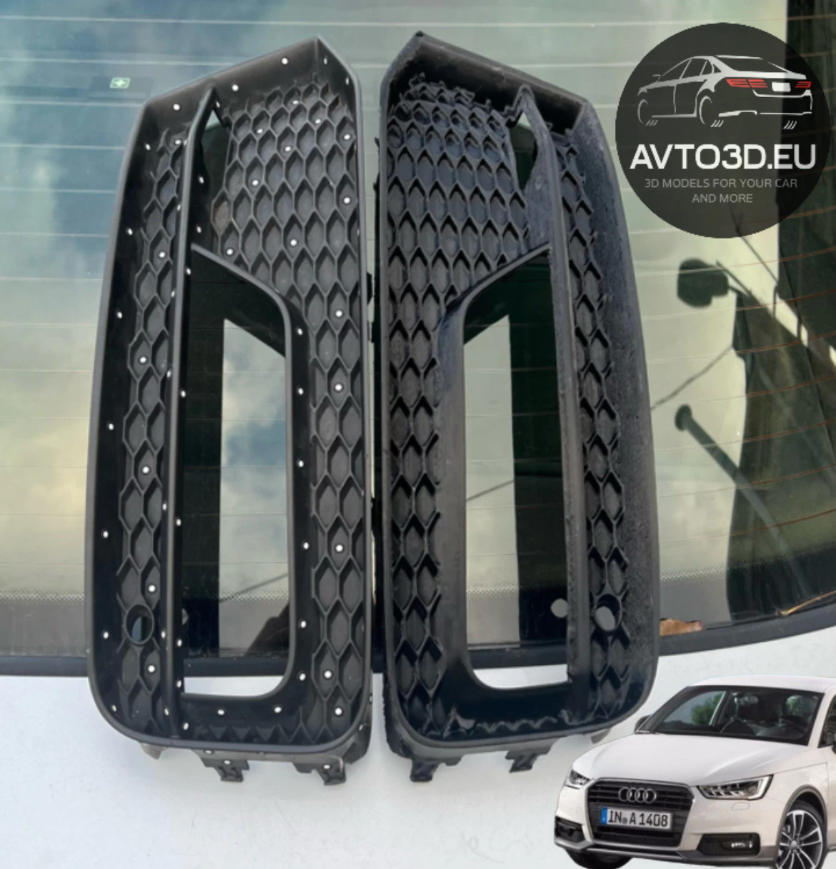 Audi A1 5 Door Hatchback 2015 to 2018 Front Bumper Grille Outer Section With Lamp Hole 3D Print Model .c4d .max .obj .3ds .fbx .stl .blend 