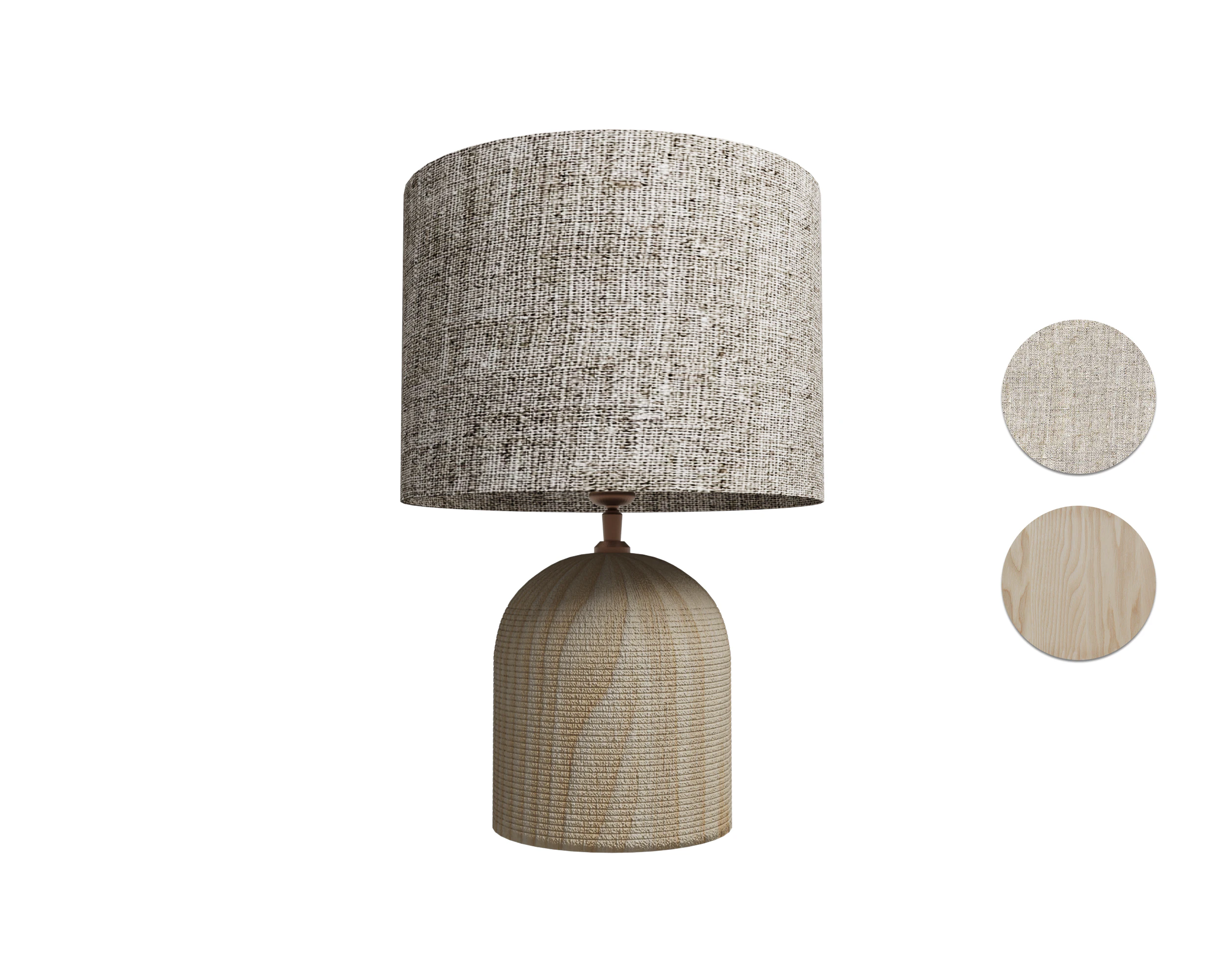 Nelu Natural Engraved Wood Dome Table Lamp 3D Model .c4d .max .obj .3ds .fbx .stl .blend