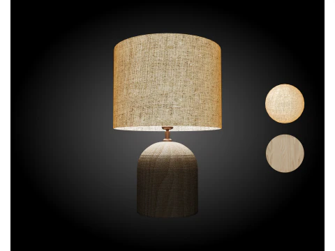 Nelu Natural Engraved Wood Dome Table Lamp 3D Model
