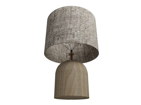Nelu Natural Engraved Wood Dome Table Lamp 3D Model