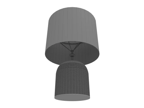 Nelu Natural Engraved Wood Dome Table Lamp 3D Model