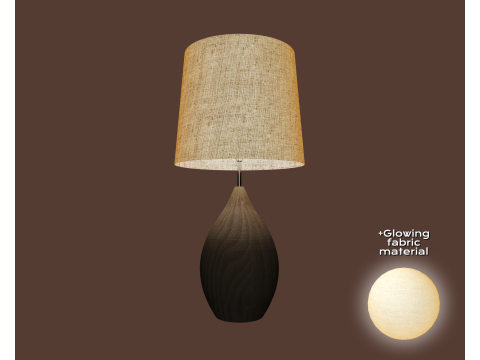 Lampu Meja Teardrop Lampu Kayu dengan Naungan Kain Model 3D