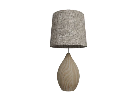 Teardrop Table Lamp Wooden Lamp with Fabric Shade 3D Model