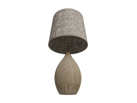 Teardrop Table Lamp Wooden Lamp with Fabric Shade 3D Model
