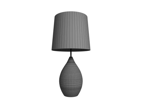 Teardrop Table Lamp Wooden Lamp with Fabric Shade 3D Model