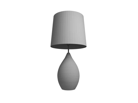 Teardrop Table Lamp Wooden Lamp with Fabric Shade 3D Model