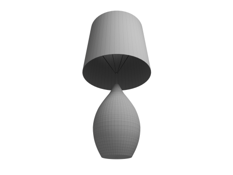 눈물방울 테이블 램프 패브릭 갓이 있는 나무 램프 3D 모델