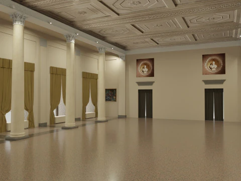 Sala de 8 columnas del palacio real de Mil&aacute;n Modelo 3D