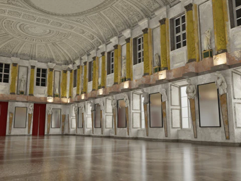 Sala Cariatidi palacio real de Mil&aacute;n Modelo 3D