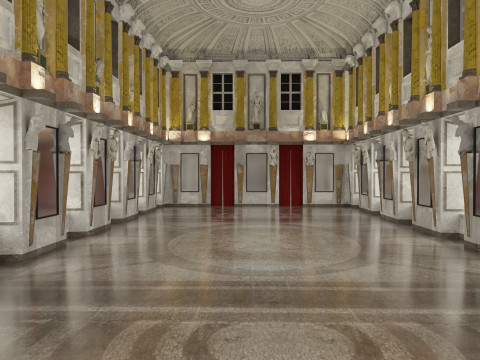 Sala Cariatidi palazzo reale Milão Modelo 3D